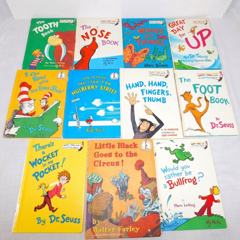 Lot 11 Vintage Dr Seuss Bright and Early Books For Beginning Beginners * READ